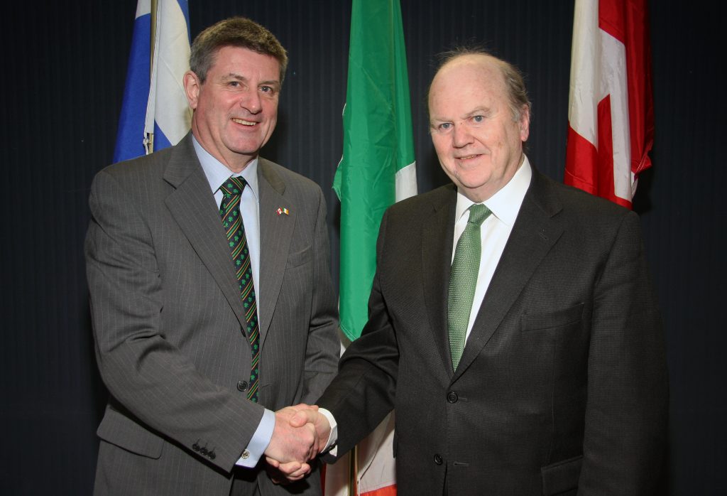 Vivian Doyle-Kelly meets  Irish Finance Minister Michael Doyle-Kelly